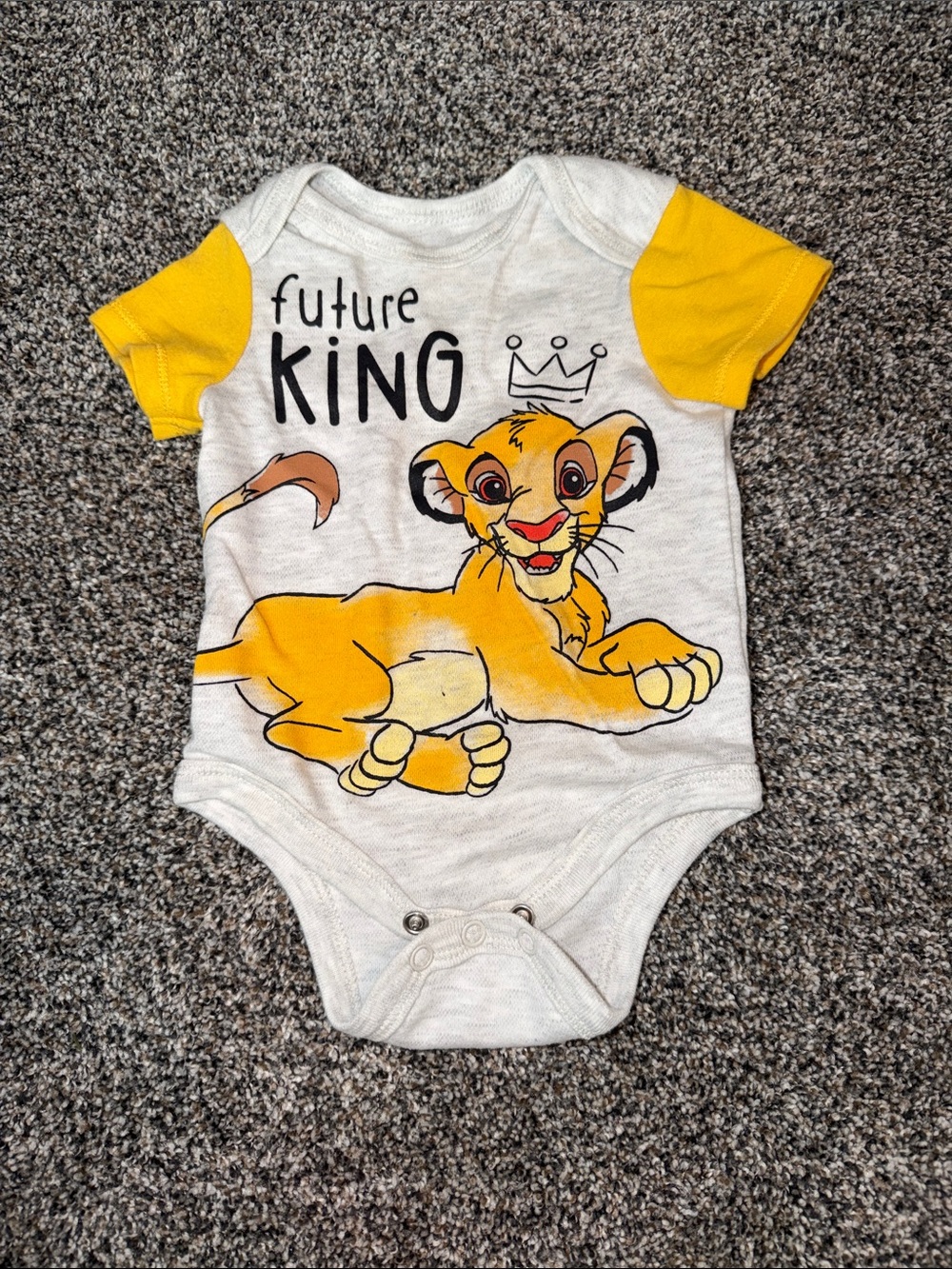 Disney Yellow & White Simba 'Future King' One-Piece Bodysuit